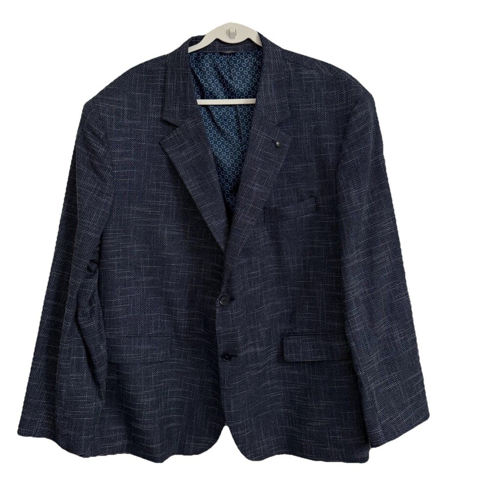 Oak Hill Mens Sport Coat Blazer Jacket 54R 3XL Blue Textured 2 Button Classic